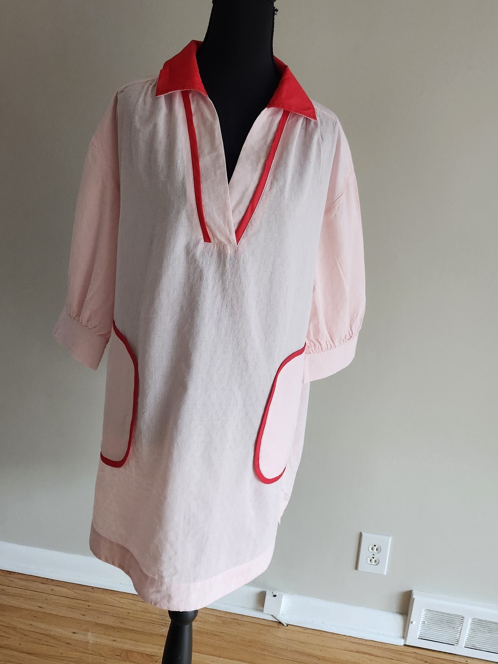 Source Unknown Pink Tunic Dress with Red Trim